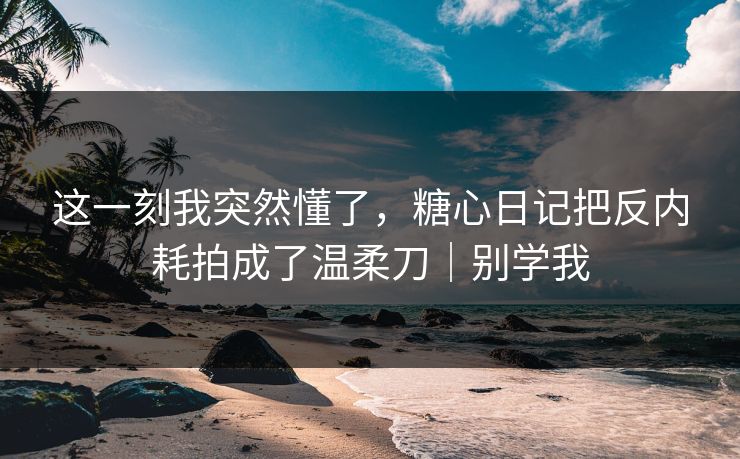 这一刻我突然懂了,糖心日记把反内耗拍成了温柔刀|别学我 这一刻我突然懂了,糖心日记把反内耗拍成了温柔刀|别学我